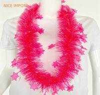 Ensemble collier ras-de-cou et bracelets néon fuchsia pour fête, avec étoiles et rayures, décorations sur le thème néon