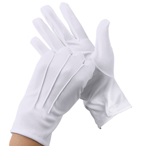 Gants de smoking blancs unis 100 % coton pour hommes – Longueur opéra, couleurs et tailles personnalisables, pour mariages/fêtes festifs, maçonniques - Product Image 1
