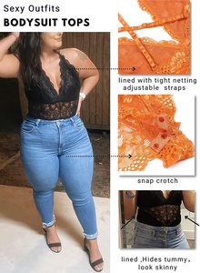 Bodysuit Lingerie Seksi Berbahan Renda untuk Wanita, Model Teddy Transparan dengan Desain Jala untuk Hari Valentine dan Malam Romantis - Product Image 2