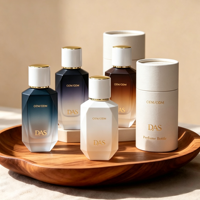 Bouteilles de parfum en verre dépoli à étiquetage personnalisé, placage dégradé, 30 ml, 100 ml, octogonales, 50 ml, avec emballage en boîte