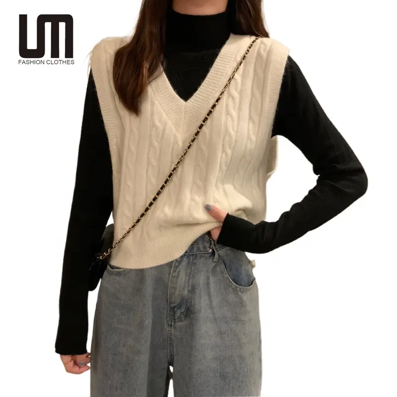 Liu Ming Vintage primavera autunno nuovo stile 2024 donna scollo a V gilet maglione corto in maglia di cotone largo