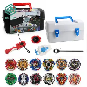 HS TOY 12 PCS Venta al por mayor Plastic Burst Spinning Top Niños Gyro Spinner Toy Kid con caja de almacenamiento