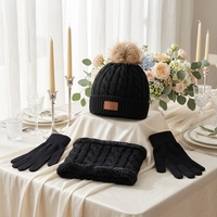 Conjunto de Gorro, Bufanda y Guantes de Punto Largo para Niños, Estilo Europeo Americano, con Logotipo Personalizado, Cálido para Invierno, con Pompón, OEM
