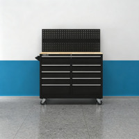Chariot de rangement d'outils de garage à 9 tiroirs, en métal robuste, mobile, avec serrure, pour réparation automobile, garantie OEM de 3 ans