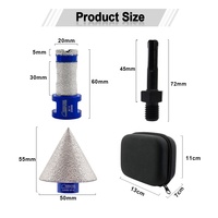 SHDIATOOL 1 ensemble/3 pièces M14 filetage brasé sous vide diamant noyau forets doigt chanfrein Bits fraise avec Oxford ensemble
