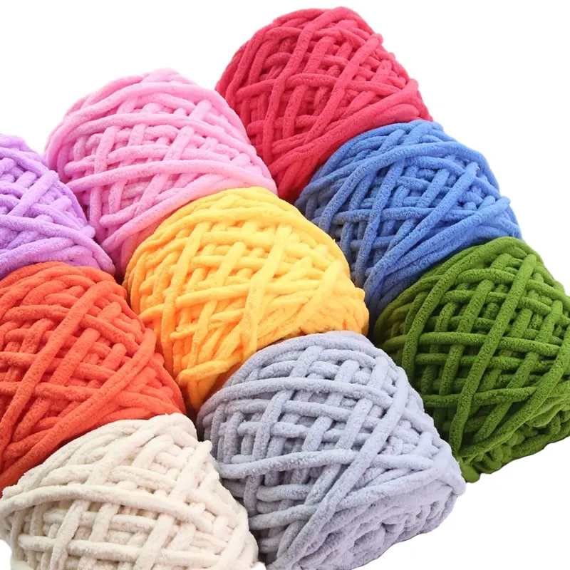 Knit Yarn Material Package 100% Polyester Chenille Yarn Velvet Crochet Yarn For DIY Hand Knitting