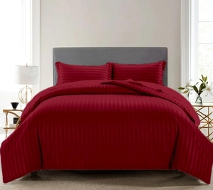 Parure <span class=keywords><strong>de</strong></span> lit <span class=keywords><strong>de</strong></span> luxe rayée 600 fils/cm² 100 % coton égyptien, taille Twin, 3 pièces, <span class=keywords><strong>housse</strong></span> <span class=keywords><strong>de</strong></span> <span class=keywords><strong>couette</strong></span> avec fermeture éclair - Product Image 1