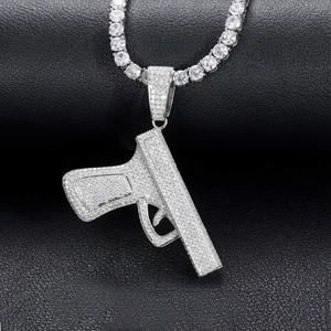 Pendentif élégant plaqué or et argenté avec breloque effet diamant pour collection de bijoux de mode hip-hop - Product Image 4