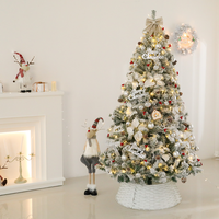 Sapin de Noël 7 pieds 9 pieds 12 pieds | Sapin de Noël floqué à LED, décoration de Noël, effet neige, sapin de Noël en PE PVC avec lumières