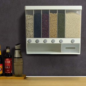 Modern 10L 6-Grid Plastic Rice Dispenser Wall Mounted <b>Kitchen</b> <b>Storage</b> Organizer for Dry Food Grain <b>Storage</b> <b>Box</b> Food <b>Storage</b> Bin - Product Image 2