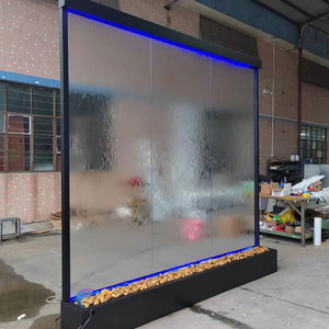 Fuente de agua en cascada de acero inoxidable con marco de vidrio para interiores, divisor de ambientes con pantalla de vidrio. - Product Image 3