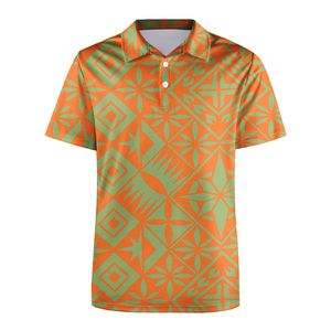 Camicia Estiva a Maniche Corte da Spiaggia per <span class=keywords><strong>Uomo</strong></span>, Stile Tapa con Motivi Floreali Polinesiani Tribali Samoa, <span class=keywords><strong>Polo</strong></span> Personalizzata - Product Image 5