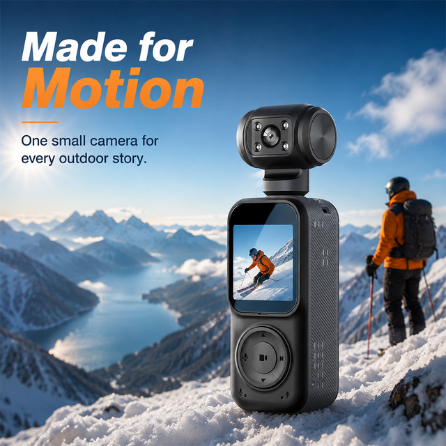 4K Action Camera Portable Vlog Camera with Rotating Lens EIS Stabilization for Outdoor Sports Travel Adventure OEM Factory
