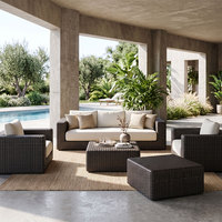 Ensemble de canapés d'extérieur YORLLA en rotin PE de luxe, aluminium, éponge haute résilience, meubles de patio en osier
