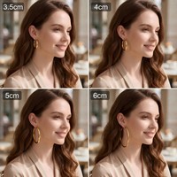 Anting Hoop Besar Berongga Lapis Emas 18K Tembaga untuk Wanita, Perhiasan Telinga Mewah Geometris Kelas Atas Grosir