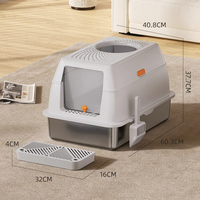 Bac à litière pour chat en acier inoxydable, fermé, avec sortie supérieure, anti-éclaboussures, anti-odeurs, moulé sur mesure, XXL, 60 cm