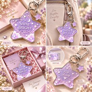 Llavero Acrílico Líquido con Diseño de Luna Brillante y Purpurina, Bonito Recuerdo, Fabricación OEM ODM - Product Image 3