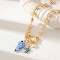 Zomer Oceaanvakantie Bohemien Damesketting Met Stervormige Kreeftenkrabschildpad Schelp Fruithangers Trendy Mode-Sieraden