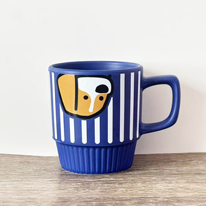 Mug à café en céramique à rayures bleues, design original, pour la rentrée scolaire, sans BPA, sans danger pour les aliments, souvenir - Product Image 3