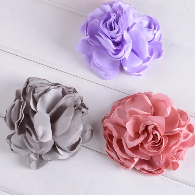 8 Cm 3 D Tecido De Cetim Borda Queimada Camélia Diy Traje Acessórios Broche E Cabelo Flor Acessórios Peças