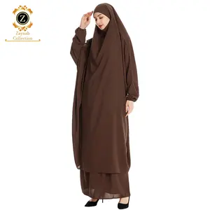 Zaynab Jilbab Supplier Rayon Woven Muslim Women Kaftan Jilbab Dresses Nida Fabric Khimar Women Muslim Dress Jilbab