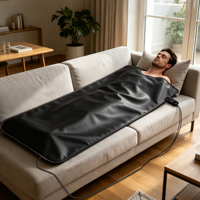 Couverture de sauna KONBEST OEM ODM à faible EMF en fibre de carbone, 14 couches, pliable, portable avec minuteur, pour usage domestique après l'entraînement, vente en gros