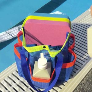 Customizable Colorful Custom Printed Printing Logo Blue Mesh Shopping Tote <b>Bag</b> Black Polyester <b>Large</b> Mesh Summer <b>Beach</b> <b>Bags</b> - Product Image 3