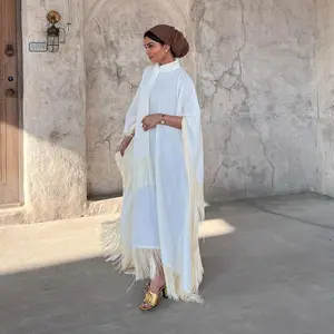 High Fashion Bat Sleeve Tassel Kaftan Abya Dubai Woman Muslim Dress Party Wear Dresses For Women Pakistani