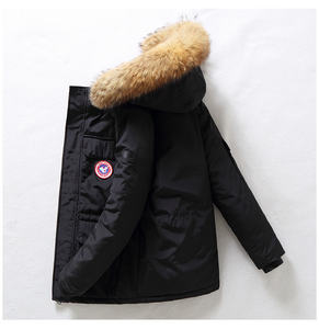 Winter <span class=keywords><strong>Canada</strong></span> Outdoor Thickening Europe and the <span class=keywords><strong>Goose</strong></span> Vêtements longs en coton coupe-vent pour hommes Veste à capuche froide pour femmes - Product Image 3