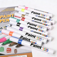 Lot de 12 marqueurs blancs à pointe fine en acrylique, à base d'huile, imperméables, pour métal, pierre, 6 mm, permanents pour le dessin sur papier