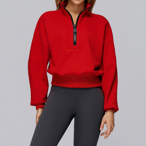 Giacche in Pile di Cotone Invernali LuYu <span class=keywords><strong>con</strong></span> Logo Personalizzato, Giacche da Donna <span class=keywords><strong>con</strong></span> Mezza Zip, Felpe da Corsa - Product Image 3