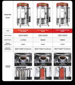Commercial Gas Nut Roaster 50kg Capacity Stainless Steel Vertical Oven Push Button <b>Control</b> Large Capacity for Snack Bars - Product Image 2