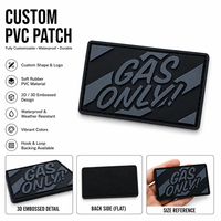 Écusson PVC personnalisé avec texte 'Gas Only', finition mate, en caoutchouc, à coudre pour vêtements d'extérieur, équipement de camping, pochettes utilitaires