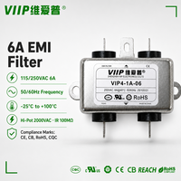 Filtre de puissance monophasé EMI RFI VIP4-1A-06(10243) 6A 115/250VAC 50-60Hz, filtre de purification de bruit CA pour système d'alimentation