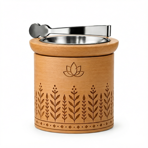 Porte-encens en bois avec pince métallique, brûleur d'encens en bois sculpté, pot à encens aromatique pour la maison et le spa - Product Image 1