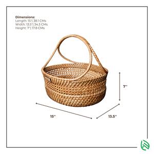 Cesta de Almacenamiento de Mimbre Tejida a Mano, Estilo Pastoral, Cesta de Frutas para Picnic, Material de Mimbre Duradero - Product Image 4