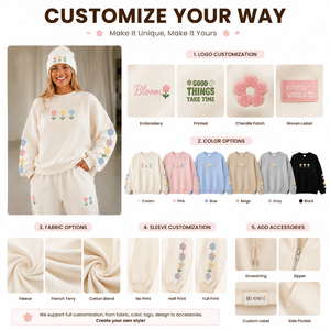 Ensemble deux pièces sweat-shirt et pantalon à col rond pour femme, en molleton de coton doux, coupe ample, 20 ans d'expérience OEM ODM, personnalisation du logo gratuite, usine certifiée BSCI - Product Image 5