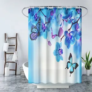 Bella farfalla fiori decorazioni per la casa 3D Rose tenda da bagno in tessuto impermeabile