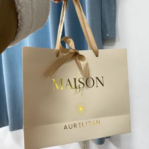 Bolsas de Papel Impresas Personalizadas, Bolsa de Regalo de Papel Kraft Blanco de Lujo con Asa de Listón para Compras, con su Propio Logotipo - Product Image 2