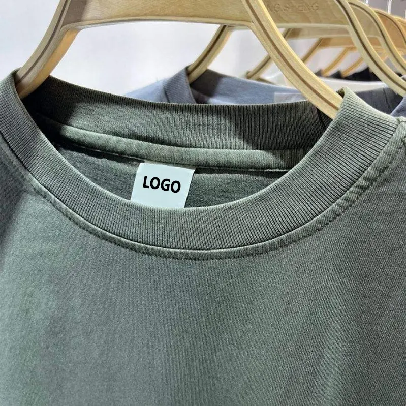 2024 New Arrivals OEM Wholesale Custom Logo Heavy Weight T Shirt 100% Cotton Acid Wash Tshirt Men Plain T Shirt