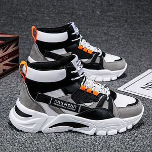 Baskets montantes streetwear pour hommes, personnalisables OEM, avec empiècements en maille et semelle épaisse, chaussures de sport tendance - Product Image 2