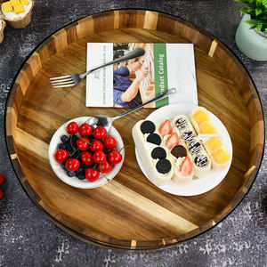 Organizador decorativo grande ecológico, bandeja redonda creativa hecha a mano de estilo japonés, plato giratorio sólido para servir para fiesta en la cocina - Product Image 4
