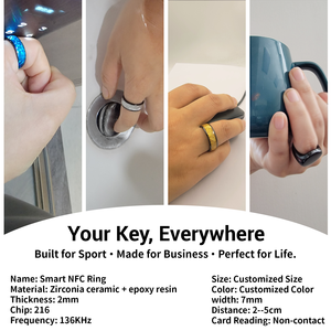 Fashion Wood Grain IP68 Waterproof Ceramic NFC Smart Ring Contactless <b>Access</b> <b>Control</b> Information Sharing Men Women Adults Kids - Product Image 3