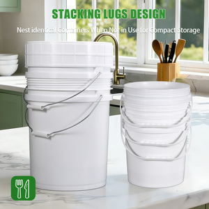 Conteneur en plastique de qualité alimentaire <span class=keywords><strong>avec</strong></span> bouchon <span class=keywords><strong>à</strong></span> vis et poignée en <span class=keywords><strong>fer</strong></span>, seau en plastique de 5 gallons pour l'emballage, logo personnalisé - Product Image 5