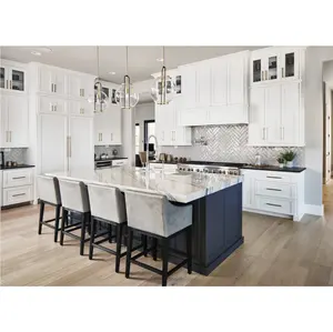 خزانة مطبخ خشبية بيضاء بطلاء كلاسيكي أمريكي، منتجات ديكور منزلي جديدة لعام 2024