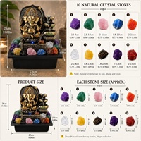 Mini Fontaine de Table Ganesha en Résine Bouddha Lotus avec Lumière LED Apaisante, Cascade Artisanale pour Bureau