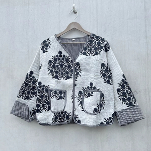 Chaqueta Acolchada de Algodón con Estampado Floral, Chaqueta Larga de Invierno para Mujer, Hecha a Mano, Estilo Bohemio, Chaqueta Reversible de Moda - Product Image 1