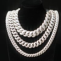 Chaîne Cubaine Entièrement Glacée en Moissanite 6mm 9mm 13mm 2 Rangs, Collier Hip Hop en Argent Sterling 925, Chaîne Cubaine à Maillons Moissanite VVS