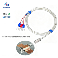 Sensor Suhu PT100 Surface Mount Akurasi Tinggi Sensor RTD dengan Kabel Terlindung PTFE 2m Kabel Jalin Sensor Surface Mount