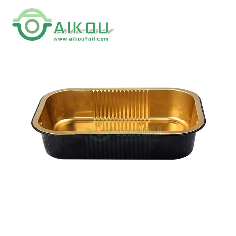 Aluminiumfolie Lunchboxen Zwart En Goud Gebruikt In Fastfoodindustrie Aluminium Afhaalbakjes Gebraden Kip Aluminium Dienblad